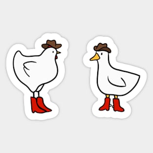 Cowboy Duck and Cowboy Chicken Sticker